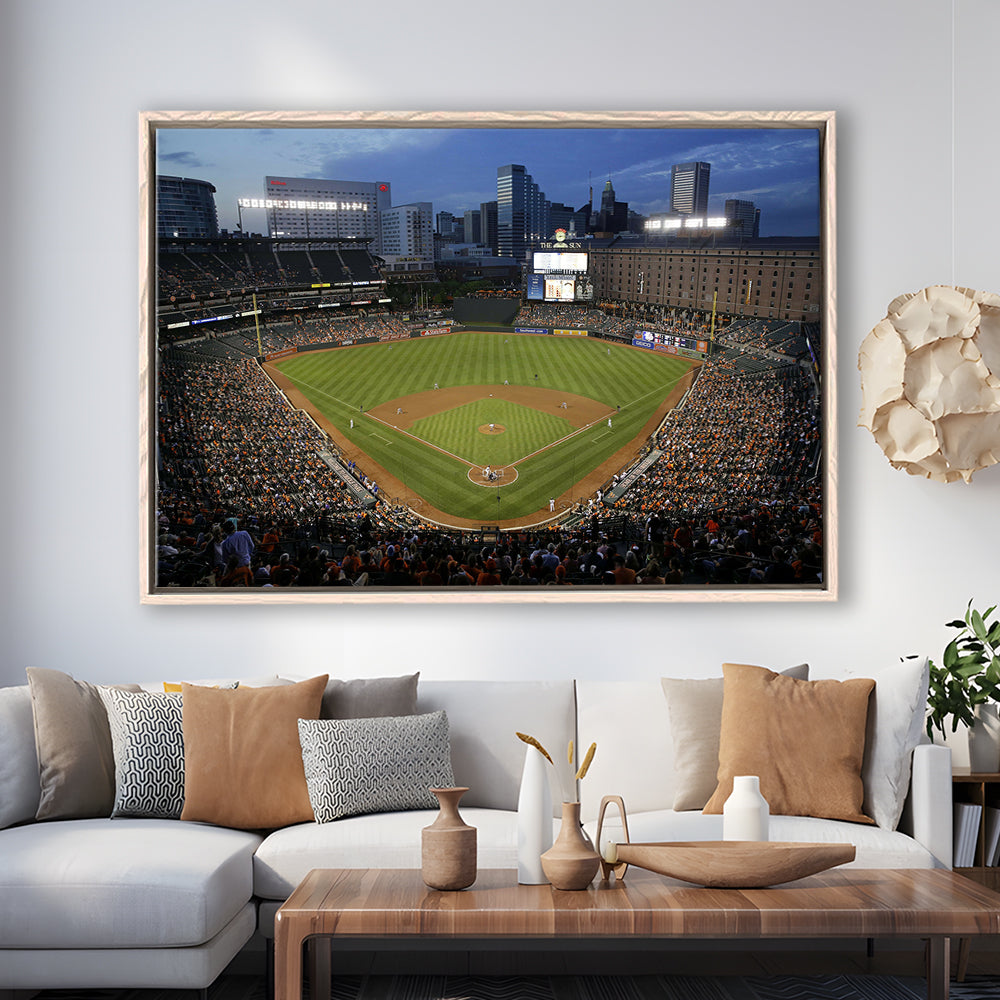 Oriole Park in Maryland, Stadium Canvas, Sport Art, Framed Canvas Print Wall Art, Floating Frame
