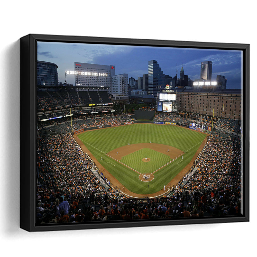 Oriole Park in Maryland, Stadium Canvas, Sport Art, Framed Canvas Print Wall Art, Floating Frame