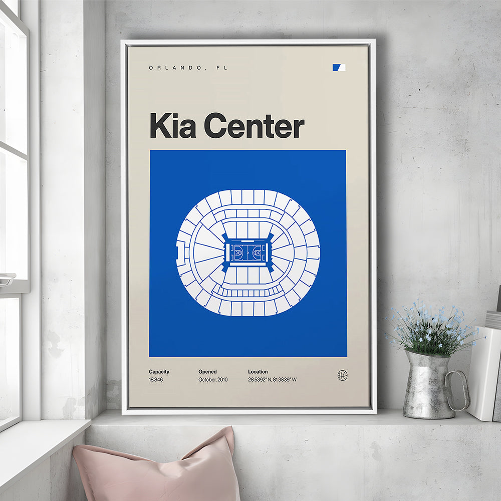 Orlando Magic Stadium Print, Kia Center Stadium Print, Man Cave Gift, Floating Framed Canvas Print Wall Art