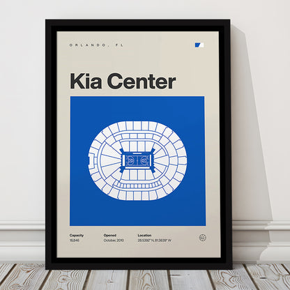 Orlando Magic Stadium Print, Kia Center Stadium Print, Man Cave Gift, Floating Framed Canvas Print Wall Art
