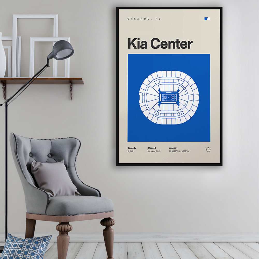 Orlando Magic Stadium Print, Kia Center Stadium Print, Man Cave Gift, Floating Framed Canvas Print Wall Art