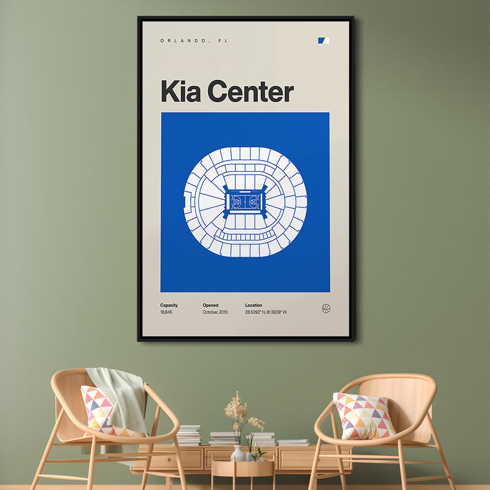 Orlando Magic Stadium Print, Kia Center Stadium Print, Man Cave Gift, Floating Framed Canvas Print Wall Art