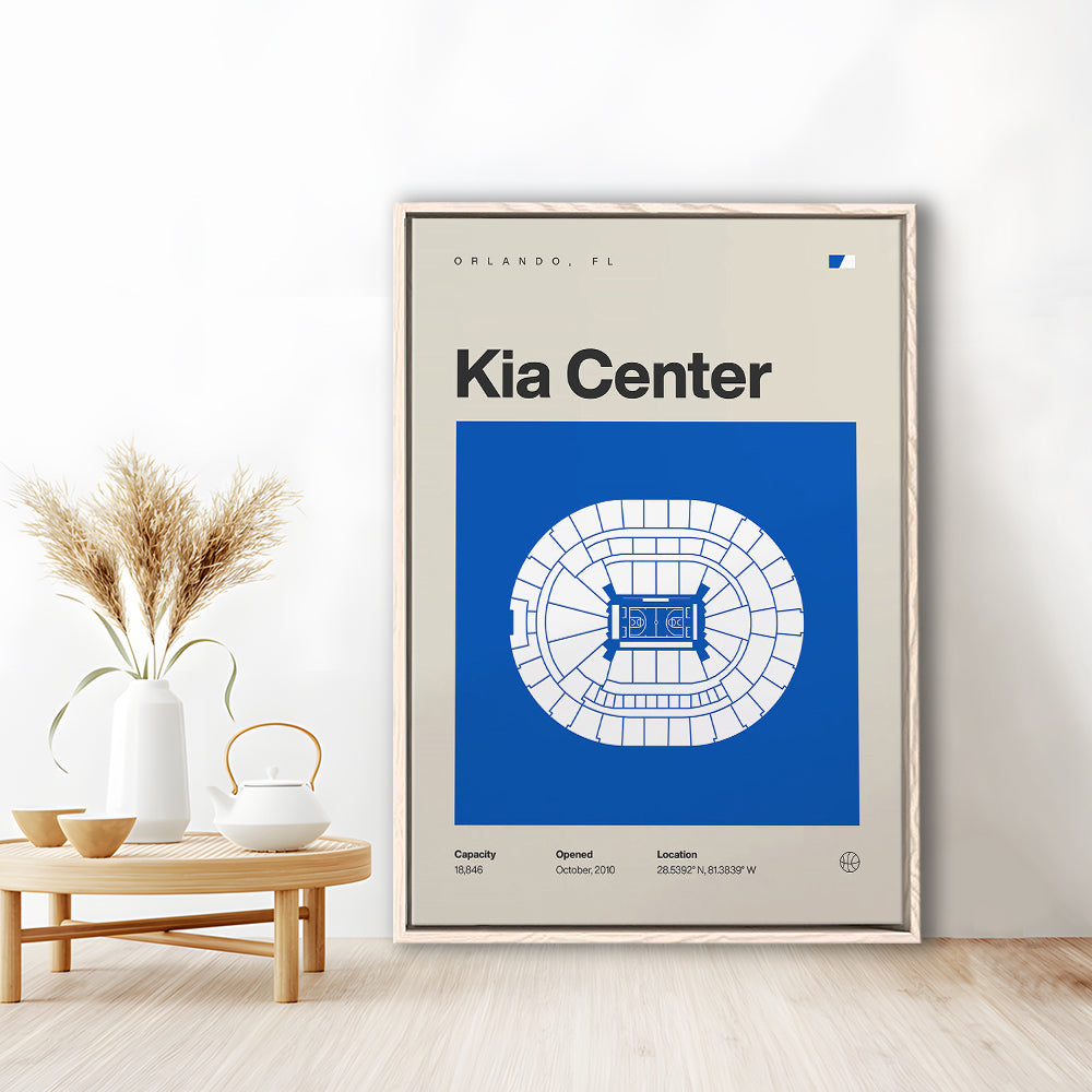 Orlando Magic Stadium Print, Kia Center Stadium Print, Man Cave Gift, Floating Framed Canvas Print Wall Art