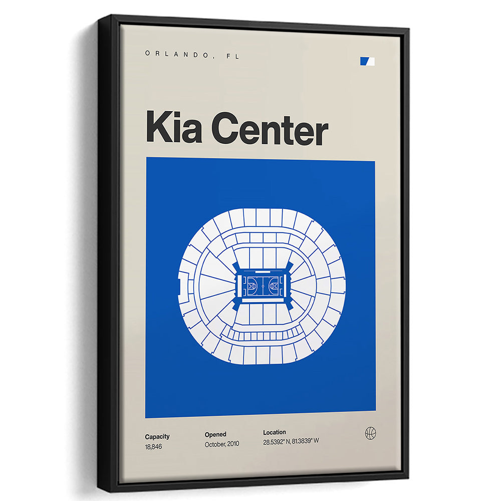 Orlando Magic Stadium Print, Kia Center Stadium Print, Man Cave Gift, Floating Framed Canvas Print Wall Art