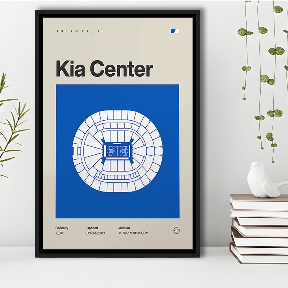 Orlando Magic Stadium Print, Kia Center Stadium Print, Man Cave Gift, Floating Framed Canvas Print Wall Art