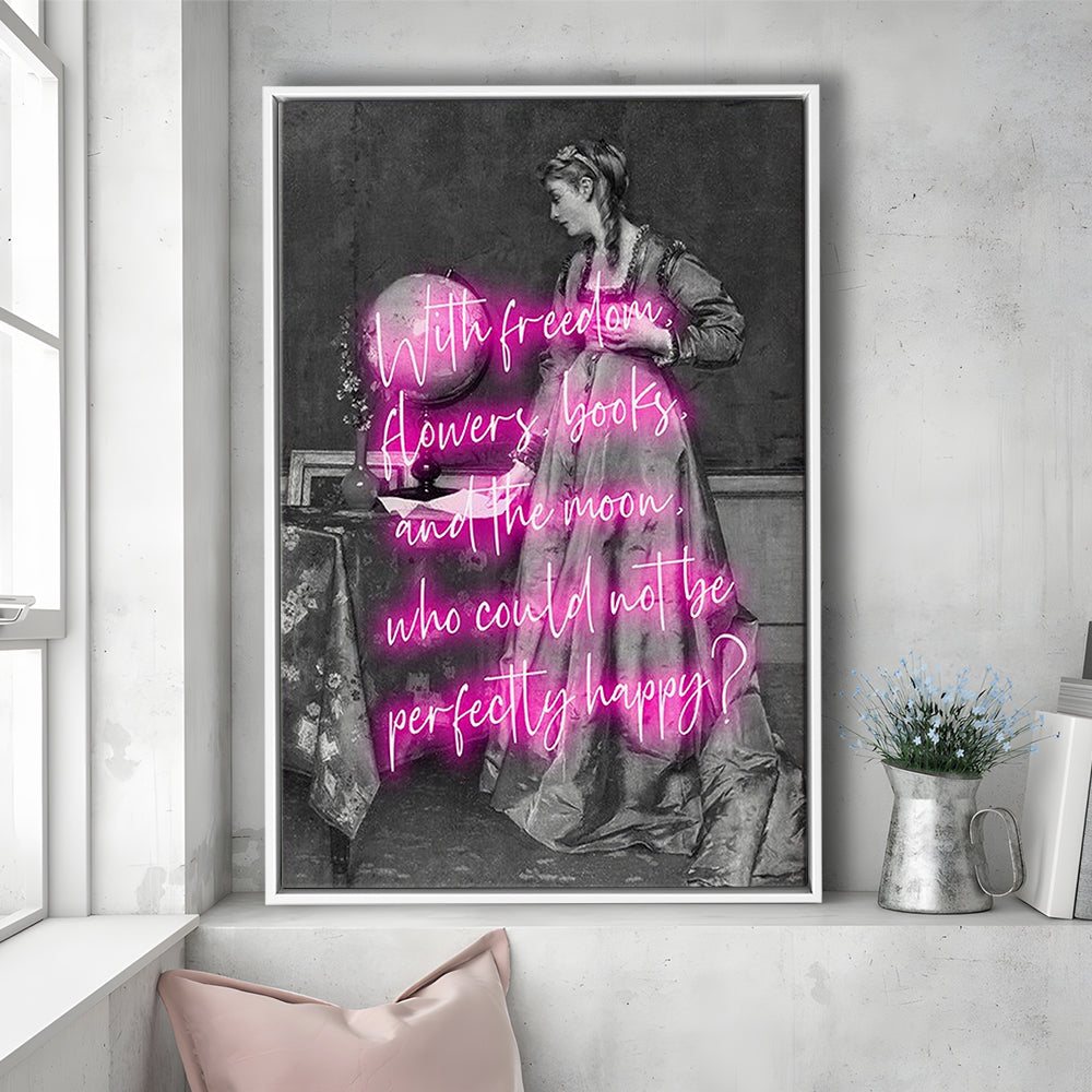Oscar Wilde Quote Wall Art Print, Altered Art, Booklover Print, Neon Print, Framed Canvas Prints Wall Art