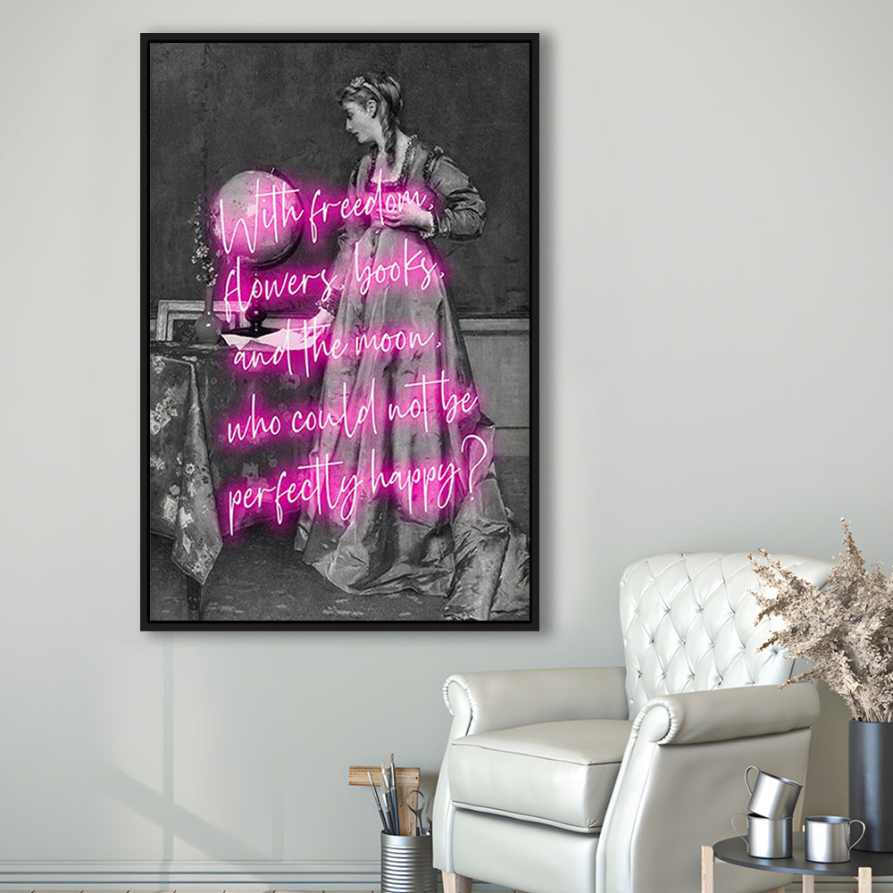Oscar Wilde Quote Wall Art Print, Altered Art, Booklover Print, Neon Print, Framed Canvas Prints Wall Art
