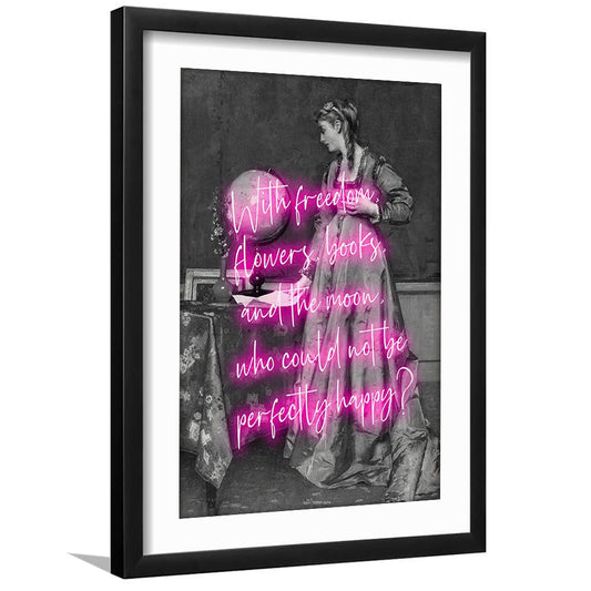 Oscar Wilde Quote Wall Art Print, Altered Art, Booklover Print, Neon Print, Framed Art Prints White Border Wall Decor