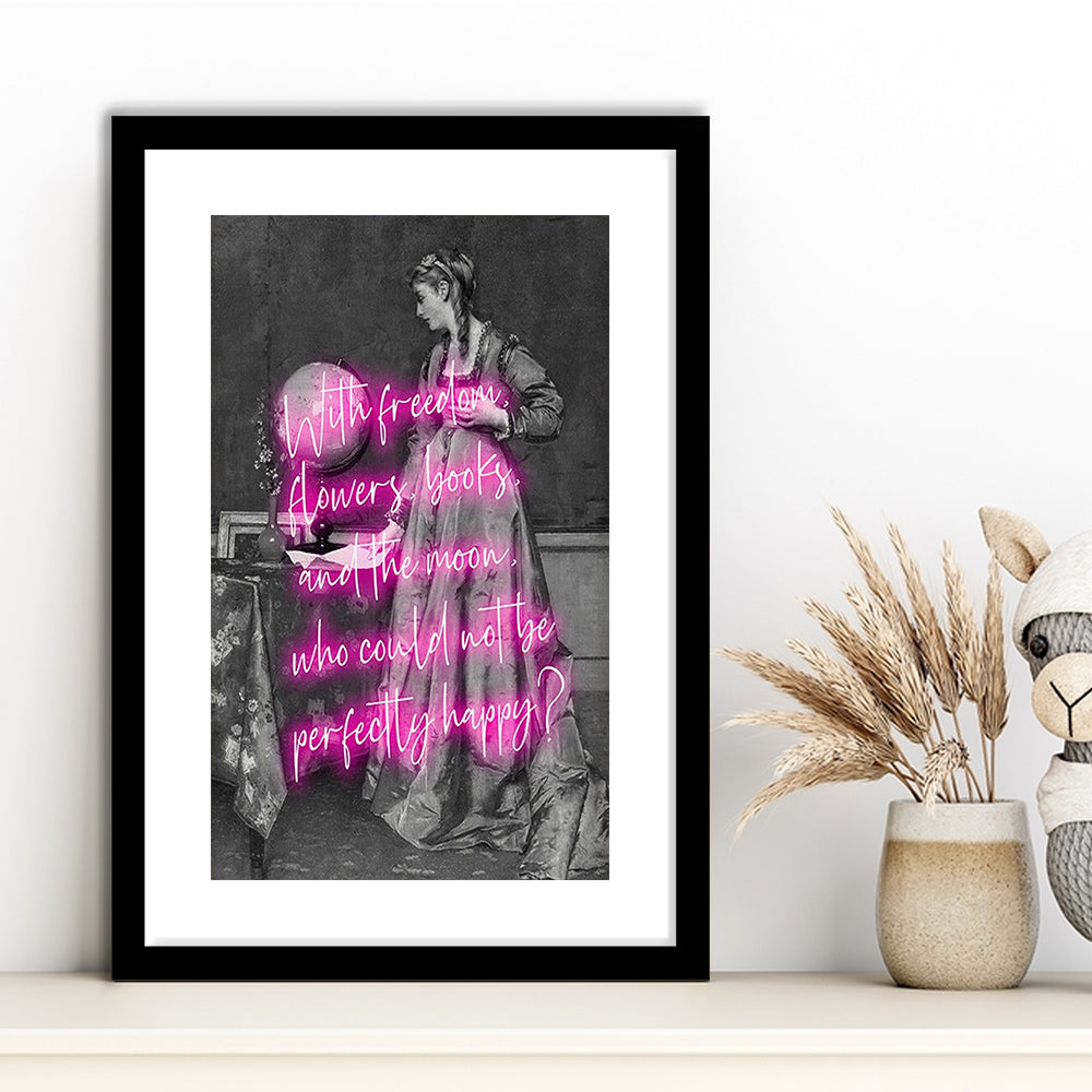 Oscar Wilde Quote Wall Art Print, Altered Art, Booklover Print, Neon Print, Framed Art Prints White Border Wall Decor