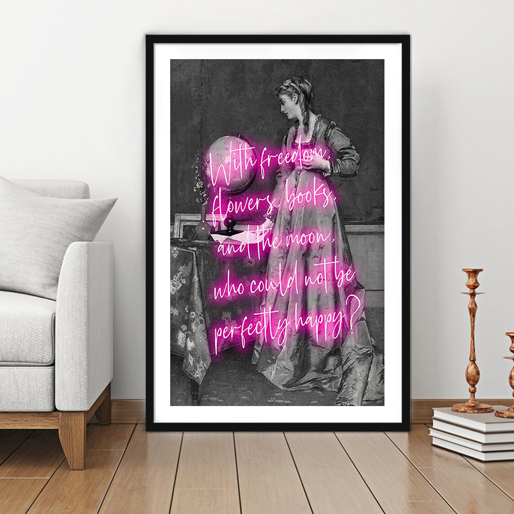 Oscar Wilde Quote Wall Art Print, Altered Art, Booklover Print, Neon Print, Framed Art Prints White Border Wall Decor