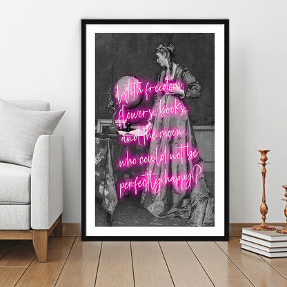 Oscar Wilde Quote Wall Art Print, Altered Art, Booklover Print, Neon Print, Framed Art Prints White Border Wall Decor