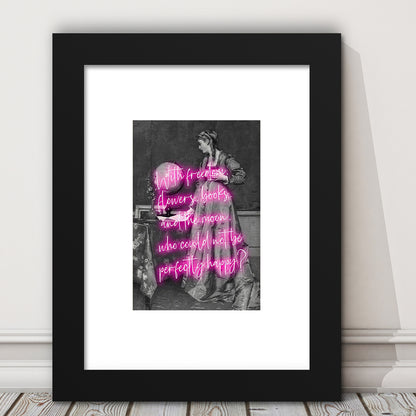 Oscar Wilde Quote Wall Art Print, Altered Art, Booklover Print, Neon Print, Framed Art Prints White Border Wall Decor