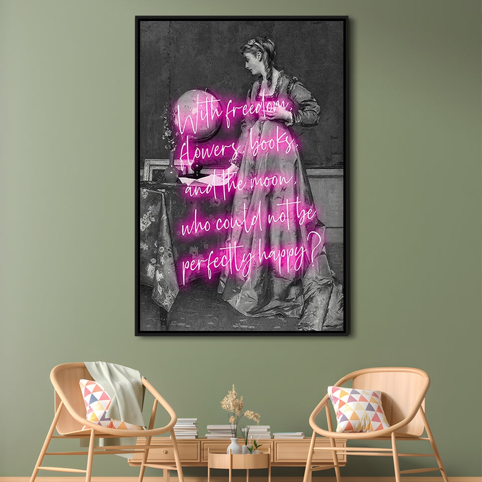 Oscar Wilde Quote Wall Art Print, Altered Art, Booklover Print, Neon Print, Framed Canvas Prints Wall Art