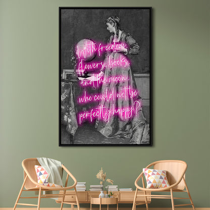 Oscar Wilde Quote Wall Art Print, Altered Art, Booklover Print, Neon Print, Framed Canvas Prints Wall Art