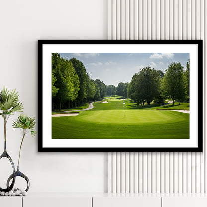 Outdoor Photo Of Golf Course Landscape, Goft Art Print, Framed Art Print White Border Wall Decor