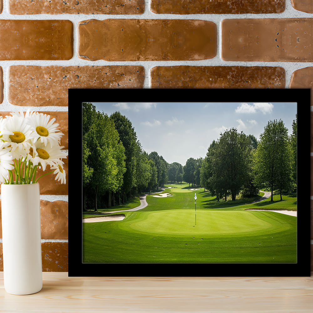 Outdoor Photo Of Golf Course Landscape, Framed Art Print Wall Decor, Picture Framed