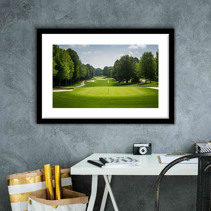 Outdoor Photo Of Golf Course Landscape, Goft Art Print, Framed Art Print White Border Wall Decor