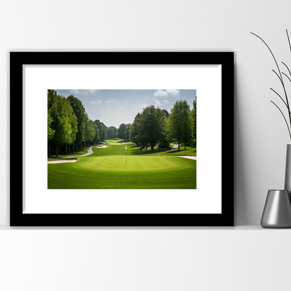 Outdoor Photo Of Golf Course Landscape, Goft Art Print, Framed Art Print White Border Wall Decor