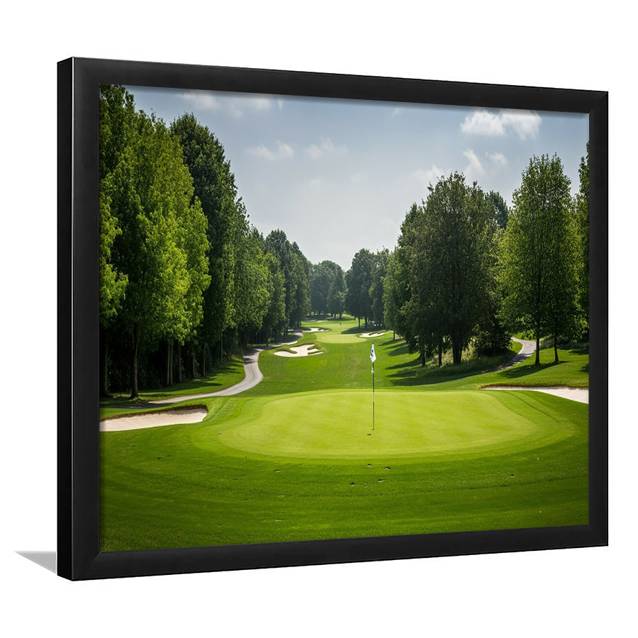 Outdoor Photo Of Golf Course Landscape, Framed Art Print Wall Decor, Picture Framed