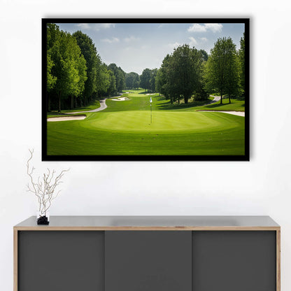 Outdoor Photo Of Golf Course Landscape, Framed Art Print Wall Decor, Picture Framed