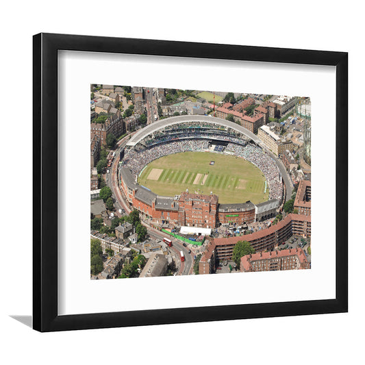 Oval Cricket Ground London, Stadium Canvas, Sport Art, Gift for him, White Border Framed Art Print Wall Decor