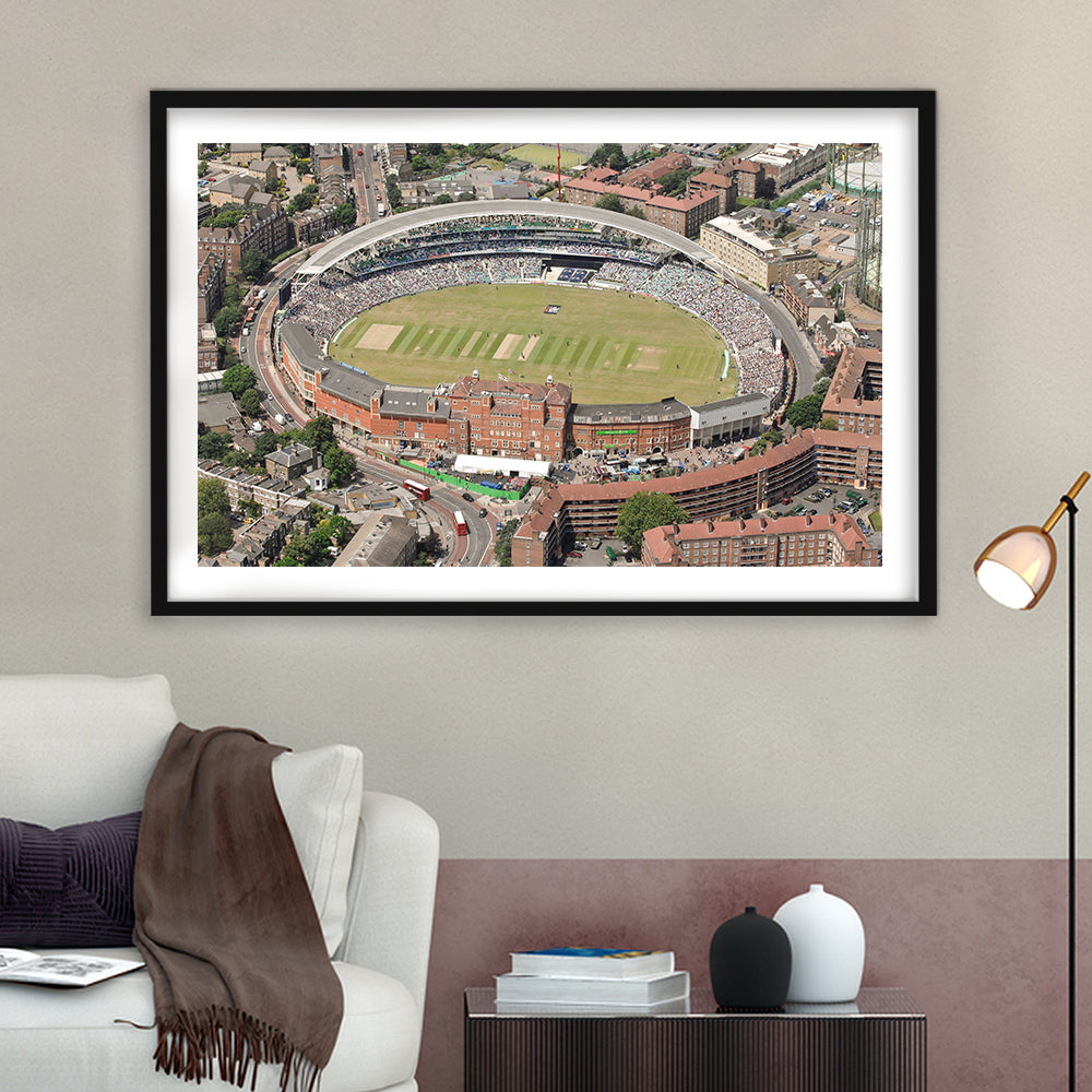 Oval Cricket Ground London, Stadium Canvas, Sport Art, Gift for him, White Border Framed Art Print Wall Decor