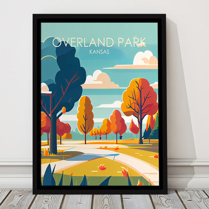 Overland Park Kansas Retro Art Print, Overland Park City Wall Art, Floating Framed Canvas Print, Framed Picture, Painting Canvas