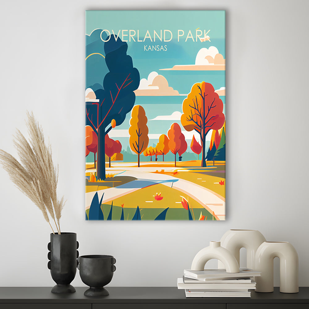 Overland Park Kansas Retro Art Print, Overland Park City Wall Art, Canvas Print, Painting Canvas, Living Room Decor