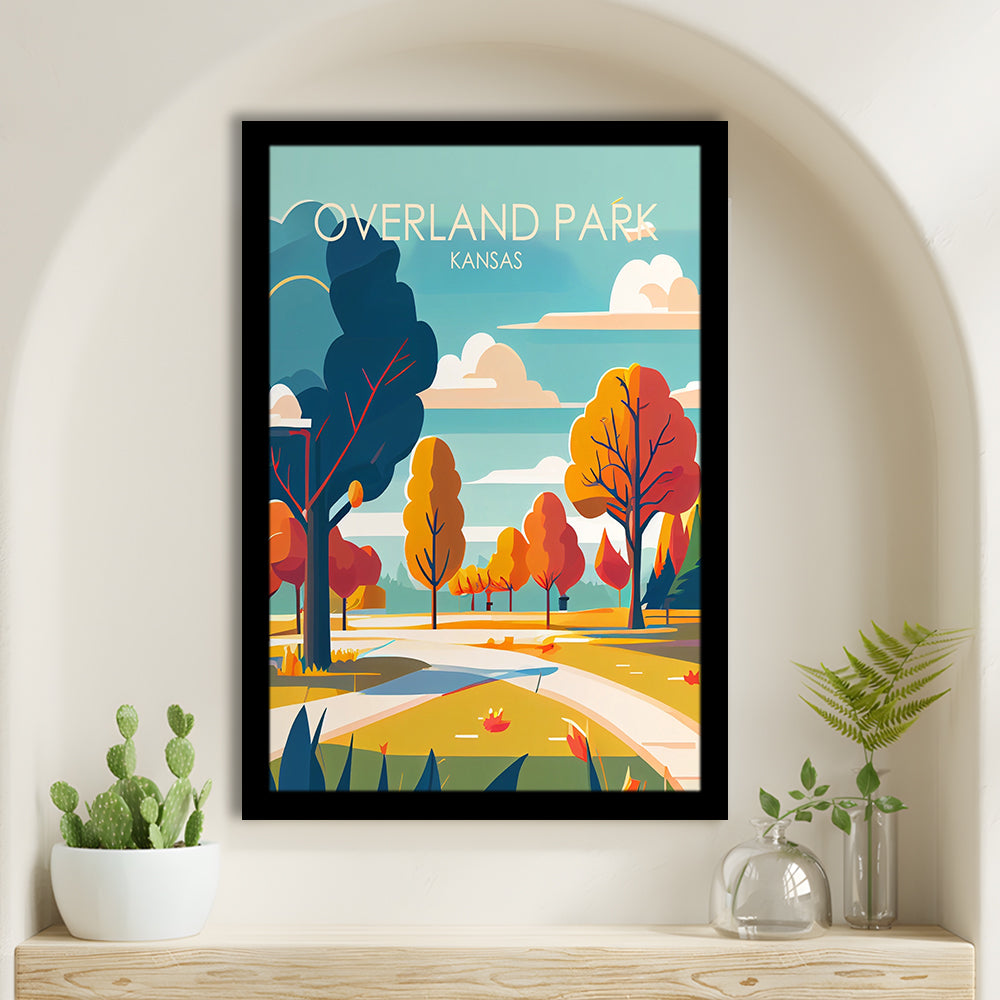 Overland Park Kansas Retro Art Print, Overland Park City Wall Art, Framed Art Print, Picture Framed, Painting Art