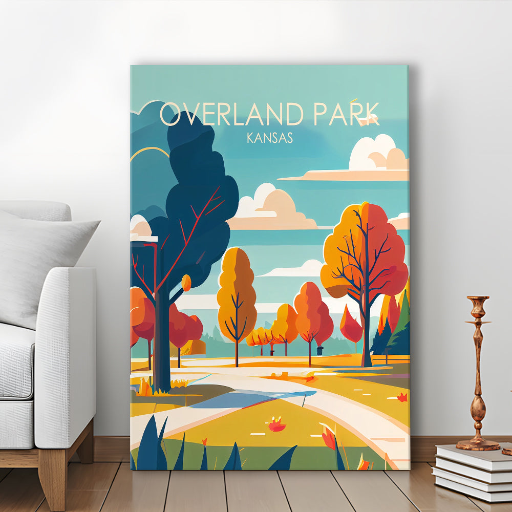 Overland Park Kansas Retro Art Print, Overland Park City Wall Art, Canvas Print, Painting Canvas, Living Room Decor