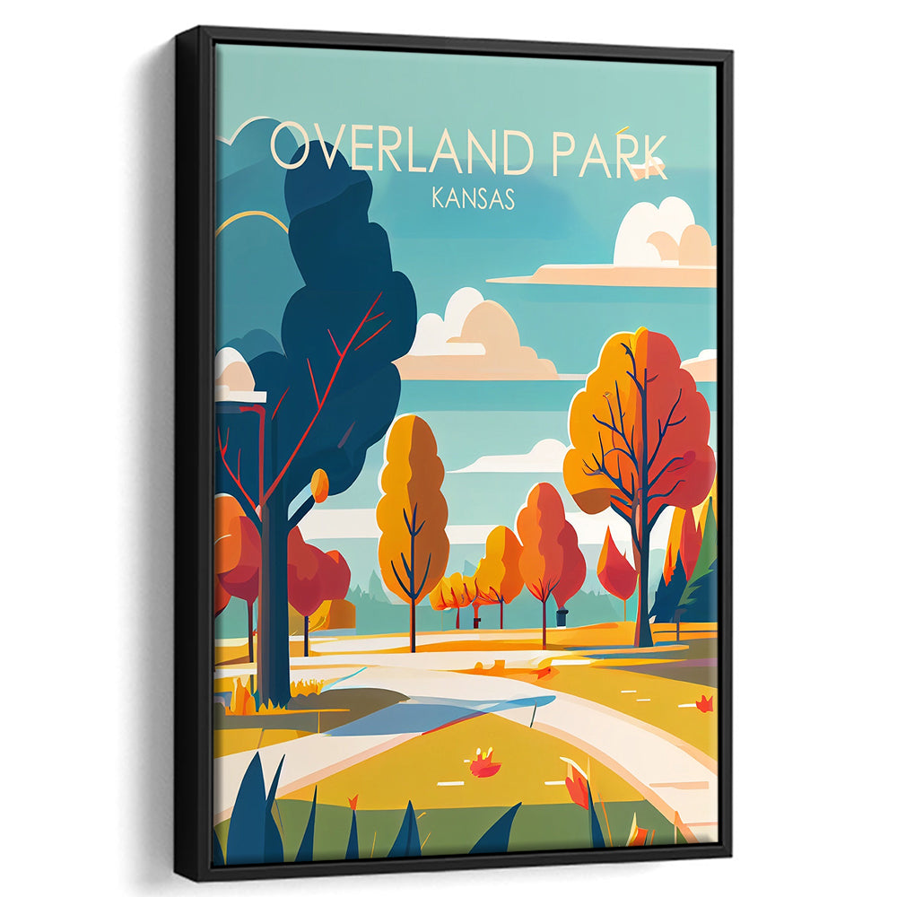 Overland Park Kansas Retro Art Print, Overland Park City Wall Art, Floating Framed Canvas Print, Framed Picture, Painting Canvas