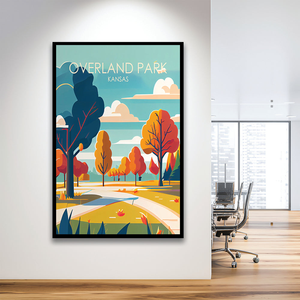 Overland Park Kansas Retro Art Print, Overland Park City Wall Art, Framed Art Print, Picture Framed, Painting Art