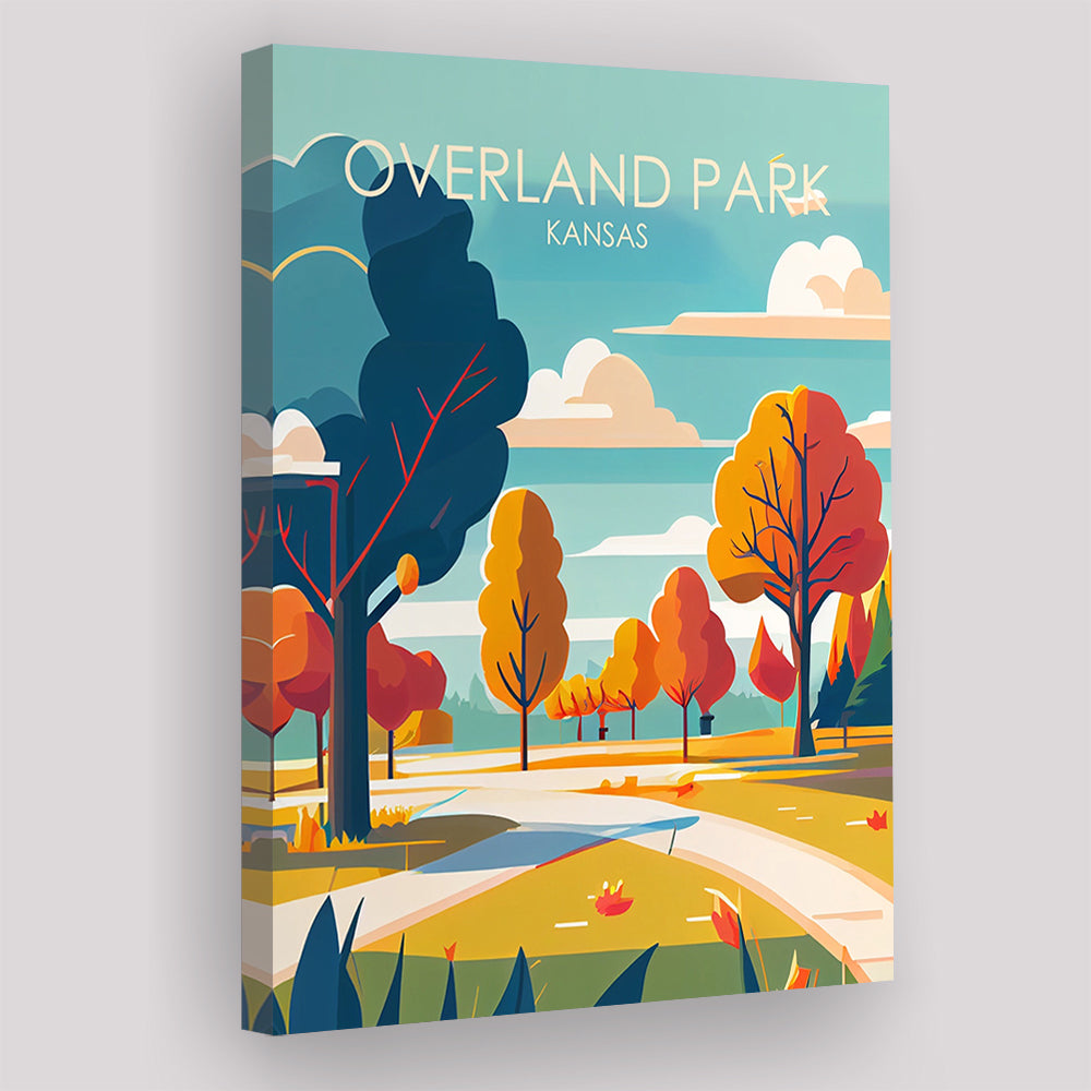 Overland Park Kansas Retro Art Print, Overland Park City Wall Art, Canvas Print, Painting Canvas, Living Room Decor