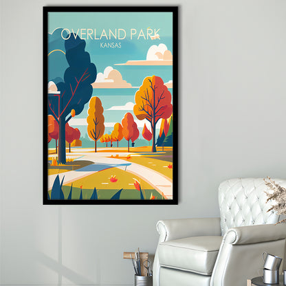Overland Park Kansas Retro Art Print, Overland Park City Wall Art, Framed Art Print, Picture Framed, Painting Art