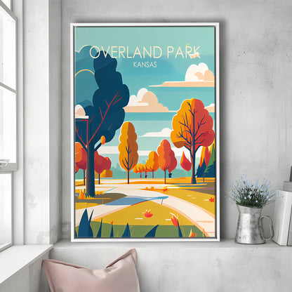 Overland Park Kansas Retro Art Print, Overland Park City Wall Art, Floating Framed Canvas Print, Framed Picture, Painting Canvas