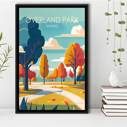 Overland Park Kansas Retro Art Print, Overland Park City Wall Art, Floating Framed Canvas Print, Framed Picture, Painting Canvas
