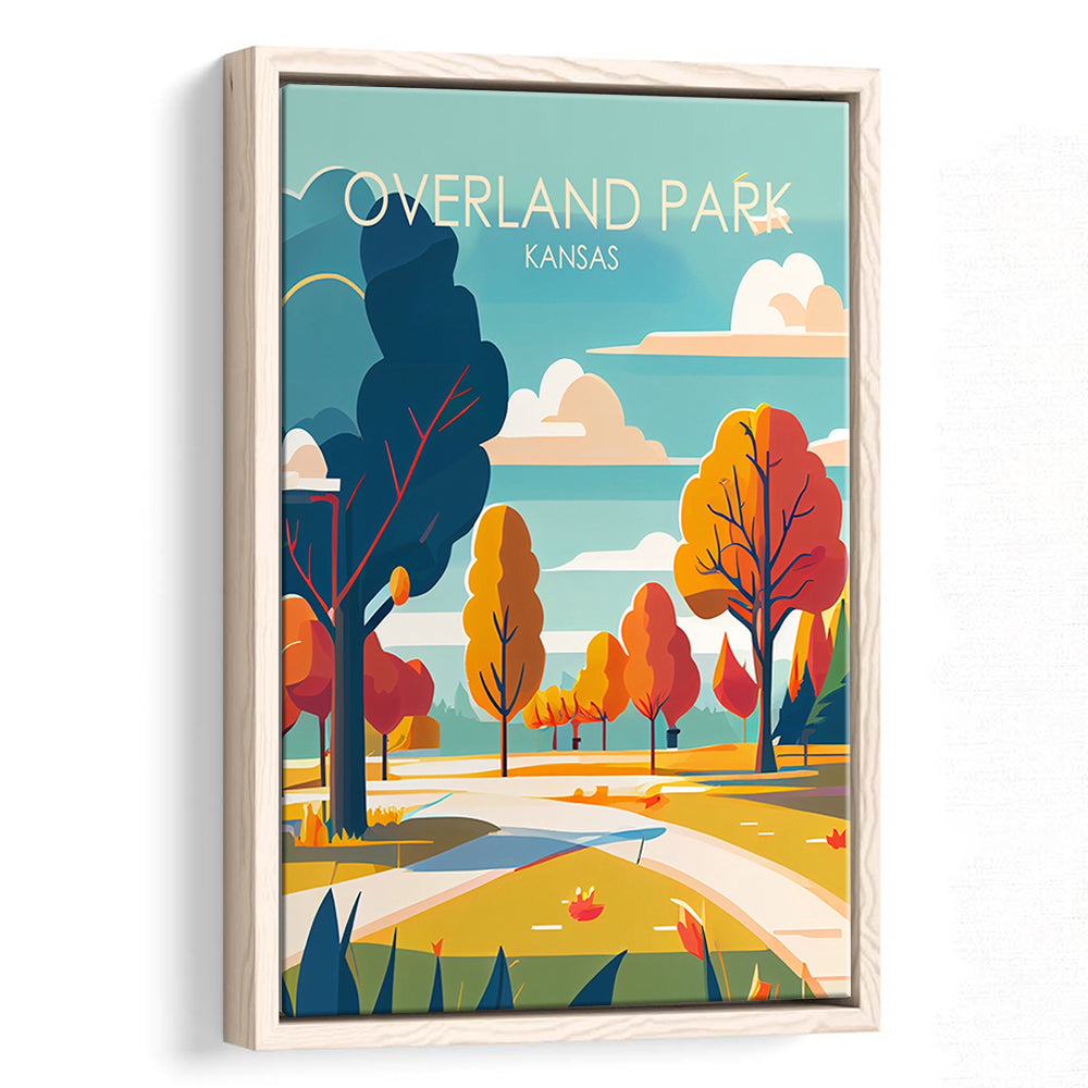 Overland Park Kansas Retro Art Print, Overland Park City Wall Art, Floating Framed Canvas Print, Framed Picture, Painting Canvas