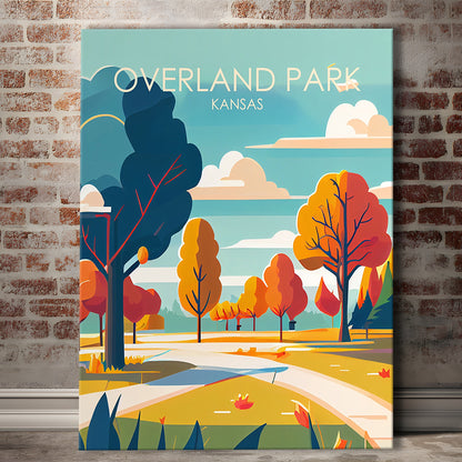 Overland Park Kansas Retro Art Print, Overland Park City Wall Art, Canvas Print, Painting Canvas, Living Room Decor