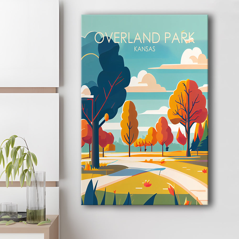 Overland Park Kansas Retro Art Print, Overland Park City Wall Art, Canvas Print, Painting Canvas, Living Room Decor