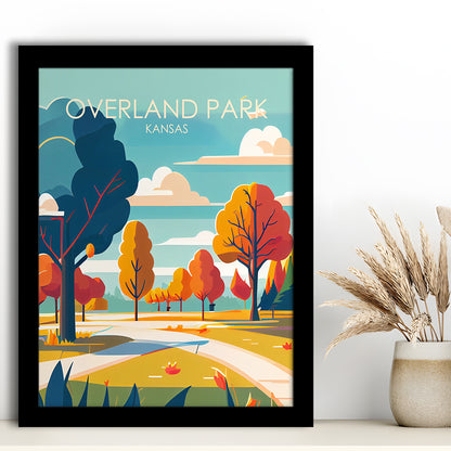 Overland Park Kansas Retro Art Print, Overland Park City Wall Art, Framed Art Print, Picture Framed, Painting Art