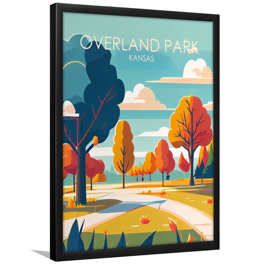 Overland Park Kansas Retro Art Print, Overland Park City Wall Art, Framed Art Print, Picture Framed, Painting Art