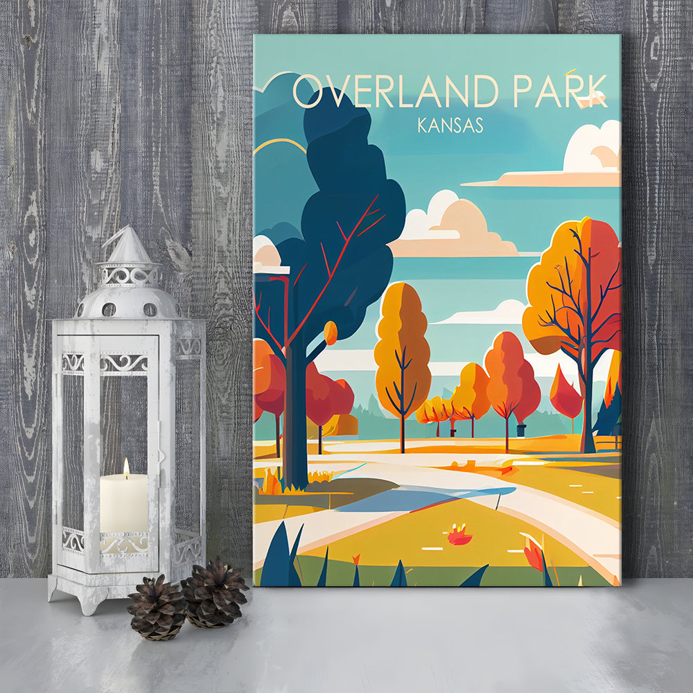 Overland Park Kansas Retro Art Print, Overland Park City Wall Art, Canvas Print, Painting Canvas, Living Room Decor