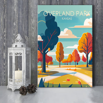 Overland Park Kansas Retro Art Print, Overland Park City Wall Art, Canvas Print, Painting Canvas, Living Room Decor