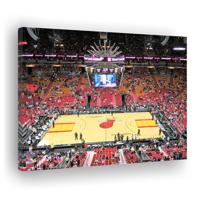 Overview of Court Miami Heat, Stadium Canvas, Sport Art, Gift for him, Man Cave Decor, Art Print, Canvas Print Wall Art
