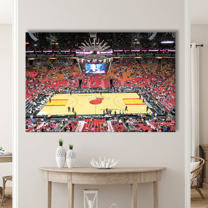 Overview of Court Miami Heat, Stadium Canvas, Sport Art, Gift for him, Man Cave Decor, Art Print, Canvas Print Wall Art