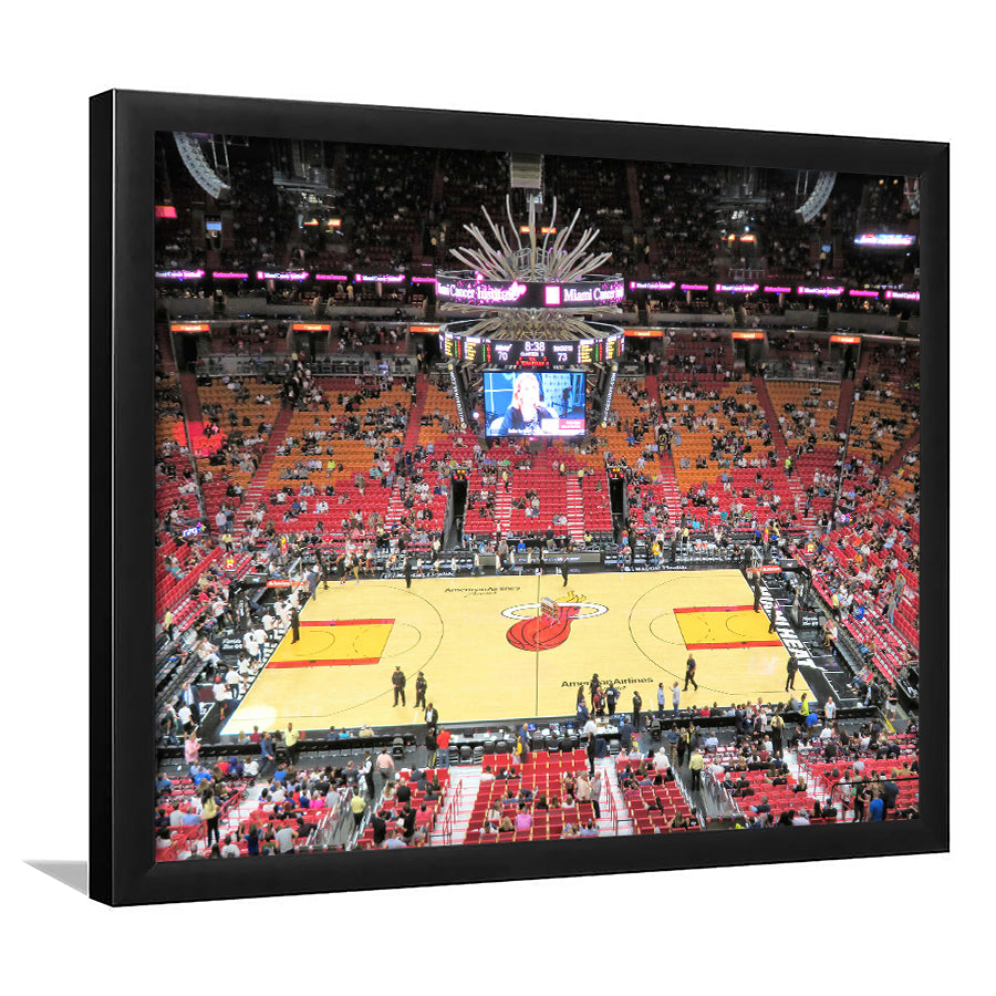 Overview of Court Miami Heat, Stadium Canvas, Sport Art, Gift for him, Framed Art Print Wall Decor, Picture Framed