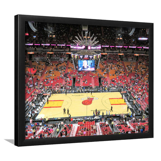 Overview of Court Miami Heat, Stadium Canvas, Sport Art, Gift for him, Framed Art Print Wall Decor, Picture Framed