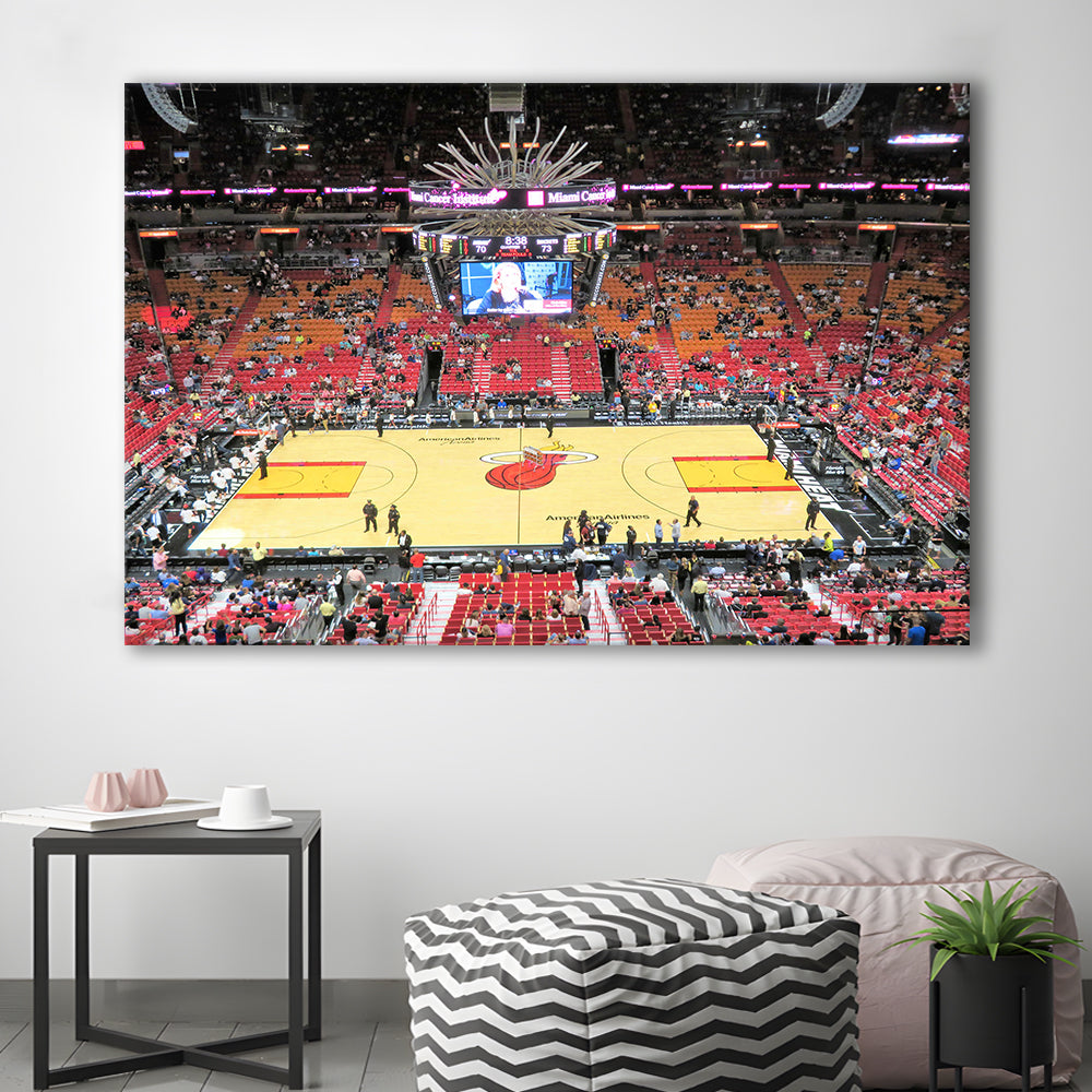 Overview of Court Miami Heat, Stadium Canvas, Sport Art, Gift for him, Man Cave Decor, Art Print, Canvas Print Wall Art