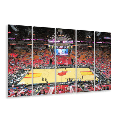 Overview of Court Miami Heat, Stadium Canvas, Sport Art, 5 Panel B, Extra Large Canvas, Canvas Print Wall Art