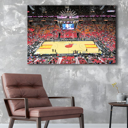 Overview of Court Miami Heat, Stadium Canvas, Sport Art, Gift for him, Man Cave Decor, Art Print, Canvas Print Wall Art